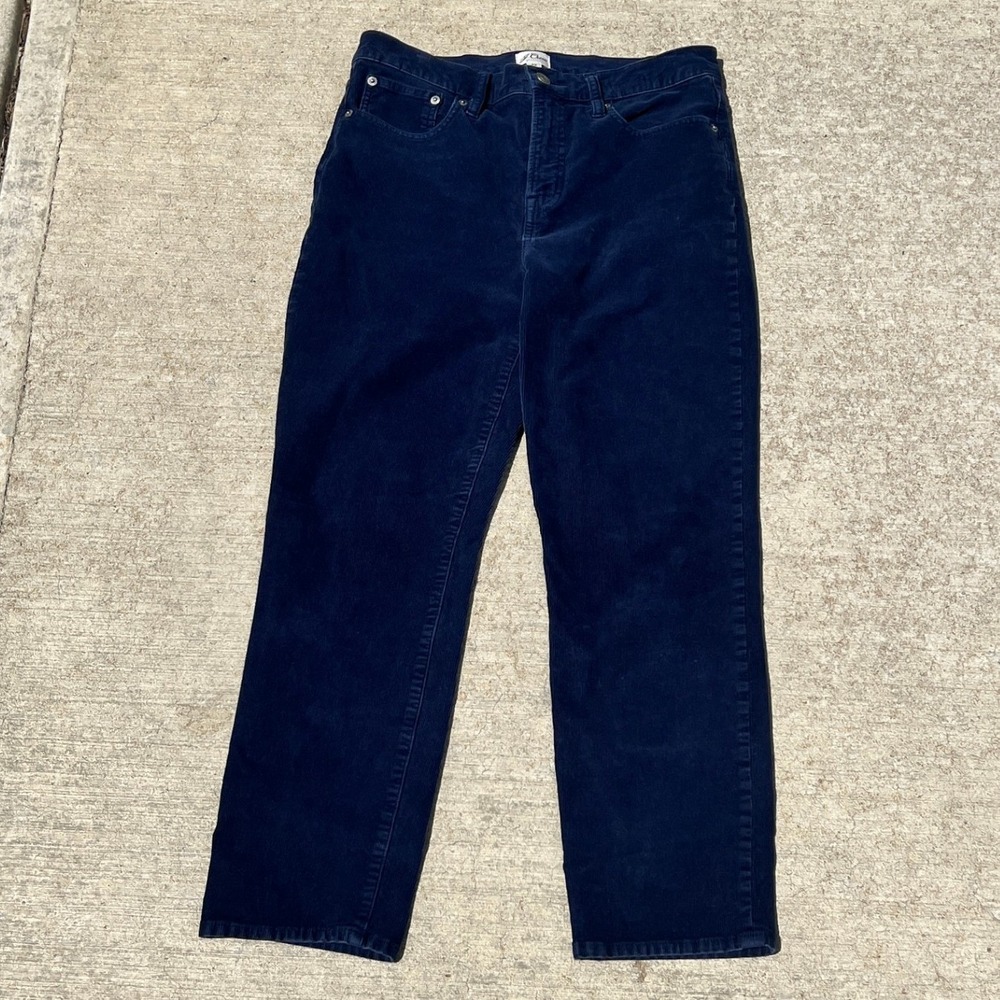 J. Crew Corduroy Pants Women Navy Blue High‎ Rise Classic Preppy Trouser Cord